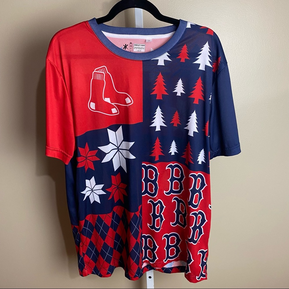 KLEW Boston Red Sox short-sleeve shirt, size XL, cool patterns on shirt